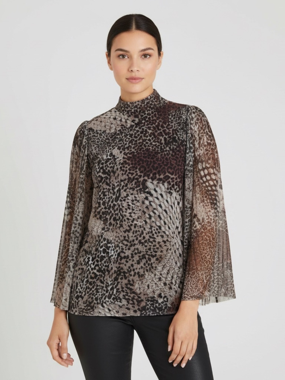 Chico's Cheetah Snake Mesh Flowy Top Small NWT